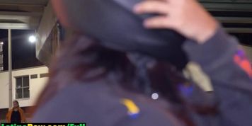 Colombian latina shows off her big ass in public during a motorcycle tour