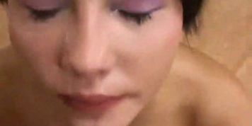Beautiful babe hookup amateur busty friend gets a nice facial