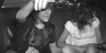 Naughty students fool around in the back of a taxi (Lady Dee)