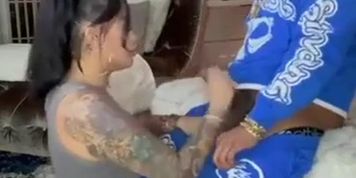 Tattoo mixed thick Asian gets dicked down on the couch