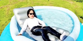 Swimming Outdoor. hairdunk hairwash longhairwashing wetlook wetclothes wetleggings wetjeans