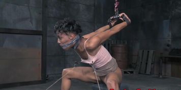 Groped ebony submits to her maledom master