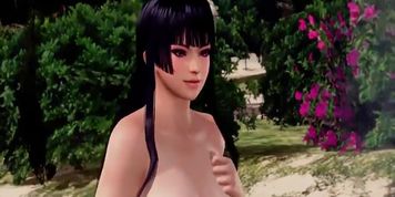 Nyotengu Taking A Shower Outdoors Naked