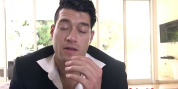 Busty submissive slut gags while roughfucked
