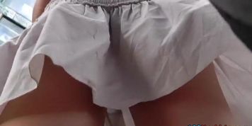 Darksome panty up the light white petticoat
