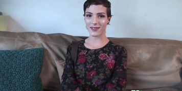 Casting ts babe tugging her dick in closeup