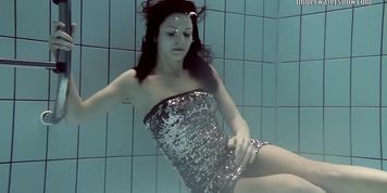 Naked Russian mermaid in the pool