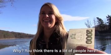 Horny blonde babe Nikky Dream fucks a stranger in public