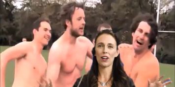 Jacinda Ardern & The Men's Naked Rugby Team.