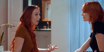 Lesbian redhead MILF babes Aidra Fox and Kenna James passionate lesbo sex