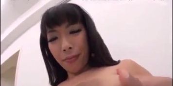 asian sucks her boobs