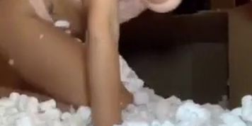 ASMR w Packing Peanuts Lingerie Strip Tease 