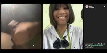 Asian school girls watch me