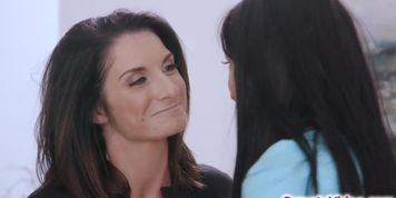 Sexy babysitter licks milf boss pussy for a free stay