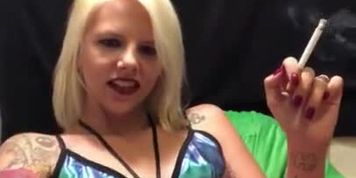 Blonde Girl With Tiny Boobs - Sexy Smoking Strip Tease And Squirting