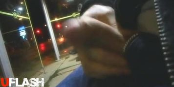 Cum near girl at bus stop