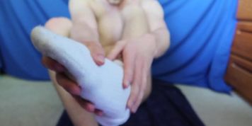 Cumming from my Buddy's Dirty White Nike Socks after Yard Work