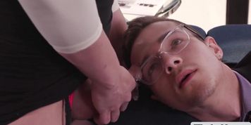 Busty Ts Nikki Vicous masturbates while deepthroats big dick