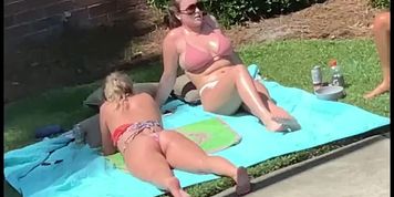 Caught White Girls with Fat Asses Sun-Bathing (Almost Caught)