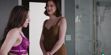 Lesbian Anny Aurora and Spencer Bradley fixing a disagreement in the shower