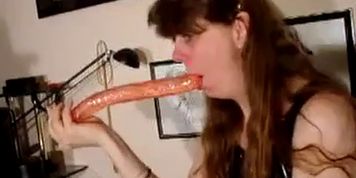 Deepthroat dildo blowjob