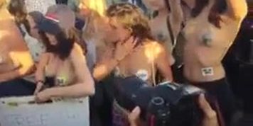 Top less girls on a crazy beach