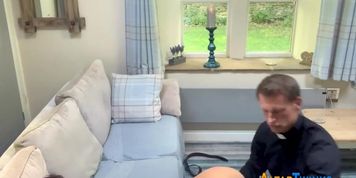 Taboo teen rides priests cock