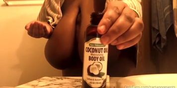 Zartan Gigantic Ebony Breasts Getting Oiled