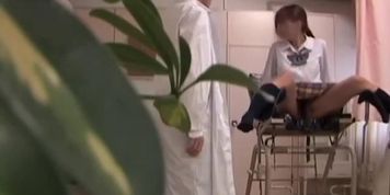 Jap schoolgirl fingered in voyeur medical fetish video