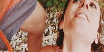 Real risky public blowjob with cum dripping on my face