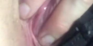 Pushing my pussy cum out after I finger fucked myself 