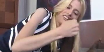 Blonde Cheerleader Can't Take It All