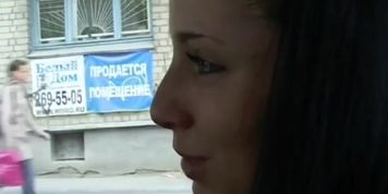Brunette Russian whore kisses in a car