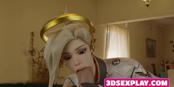 3D Mercy from Overwatch Sucking a Big Dick Anime Compilation