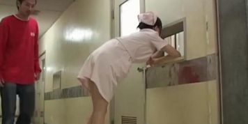 Bent over nurse gets on Japanese panty sharking scenes