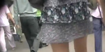 Lengthy-haired chick flashed up petticoat