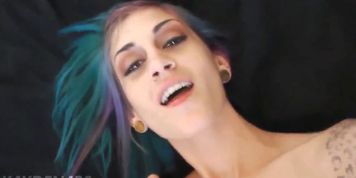 Emo girl with blue hair POV blowjob and sex (Kayden Faye)