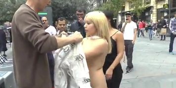 Blonde slave naked crawl in public