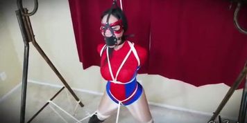 Spidergirl Cosplay Crotch Predicament (Shiny Bound)