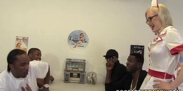 Kristy Snow Enjoys An Interracial Gangbang