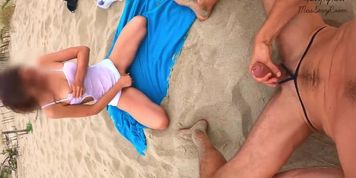 Amateur Beach Blowjob: Blonde Meets Curvy Redhead For Risky Public Sex