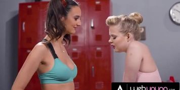 Before the prom party the two cheerleaders are cumming