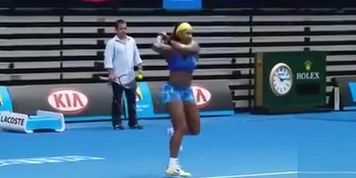 Serena Williams warms up in skintight spandex