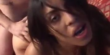 Brunette latina doggy couch