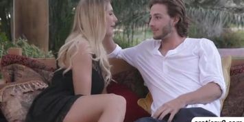 Slutty MILF August Ames fucks a teen dick in the couch (Lucas Frost)