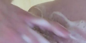 Washing my hot pink pussy in the shower