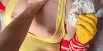 ClussyClown Eats McDonalds while fucking dressed like Ronald