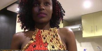 Gorgeous African teen interracial fucking during fake auditions casting