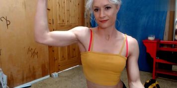 Fit Blonde Milf, Flexing Biceps, Cam 2
