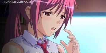 Adorable hentai babe blowing a huge loaded shaft